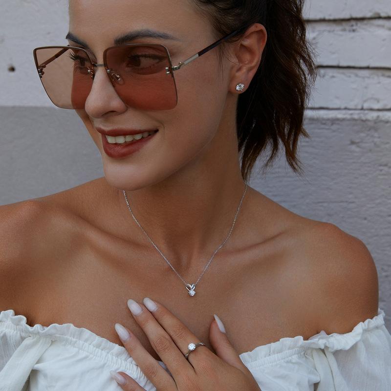 Platinum Plated With Certificate Moissanite Stacked Earrings, Fresh Niche 925 Tremella Jewelry