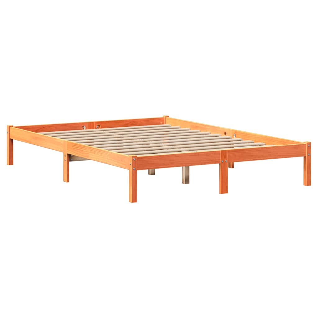 Vidaxl Bed Without Mattress, Waxed Brown, 140X200 Cm, Pine Wood