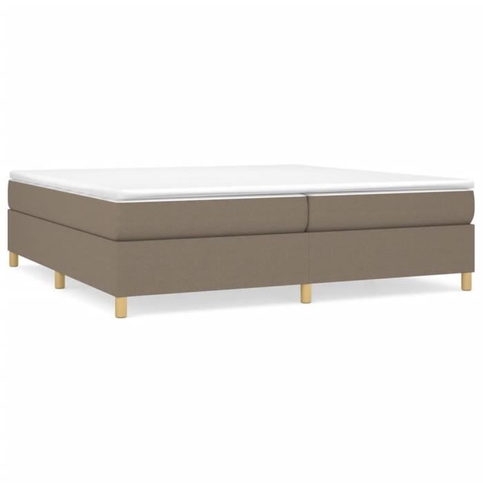 3144550 vidaXL Lit à sommier tapissier avec matelas Taupe 200x200 cm Tissu