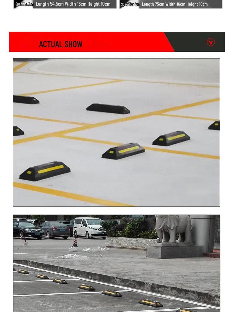 Rubber & Plastic Wheel Stopper: Parking Space, Garage, or Parking Lot Anti-collision Positioner.