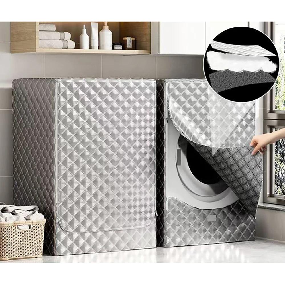 

Fleece washing machine cover, anti-freeze and warmth thickened drum washing machine cover 60X65X85CM світло-сірого кольору