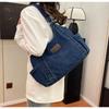 Simple Canvas Tote Bag Korean Style Underarm Packs Fashion Denim Shoulder Bag  Girls