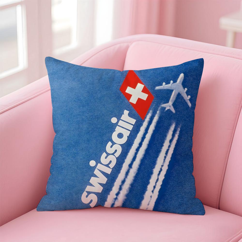 SSwissair Cushion Cover Pillow Case Soft Friendly Fabric  Concealed Zipper