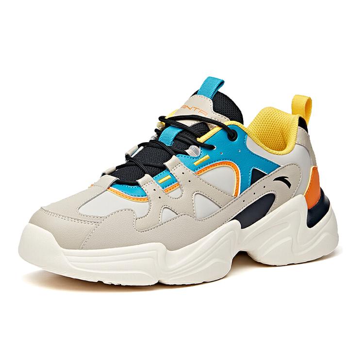 New Anta Life Collection Cushioning Anti Slip And Wear Resistant Balance Low Top Chunky Sneakers Men's Gray Blue Orange 912048822-1