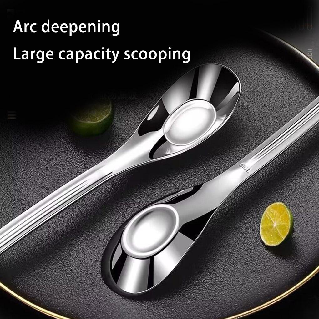 Baby Feeding Spoon Mirror Polished Washable Anti-rust Smooth Solid Color Nonslip Handle Kitchen Soup Porridge Scoop Tool