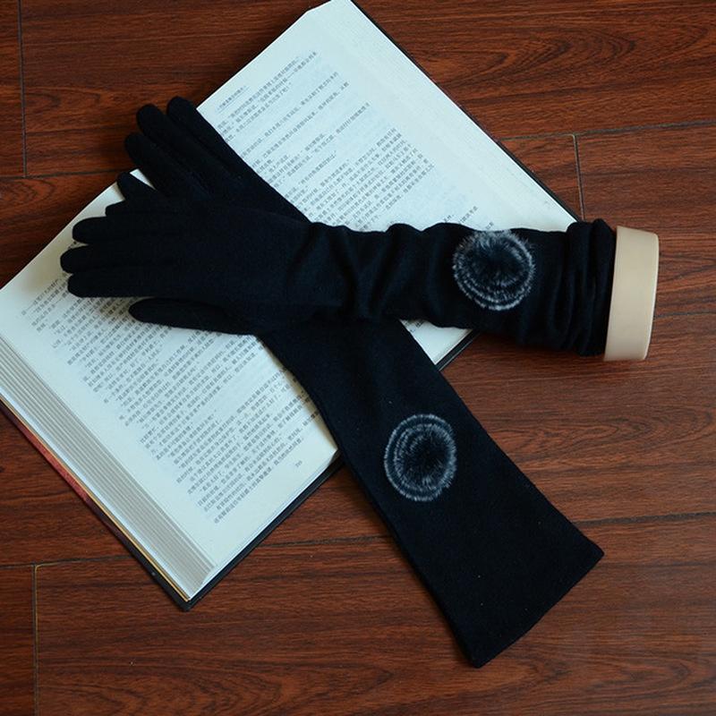 

Кашемировые перчатки для велоспорта Длинные перчатки с сенсорным экраном и полным пальцем для езды на велосипеде и вождения чёрный