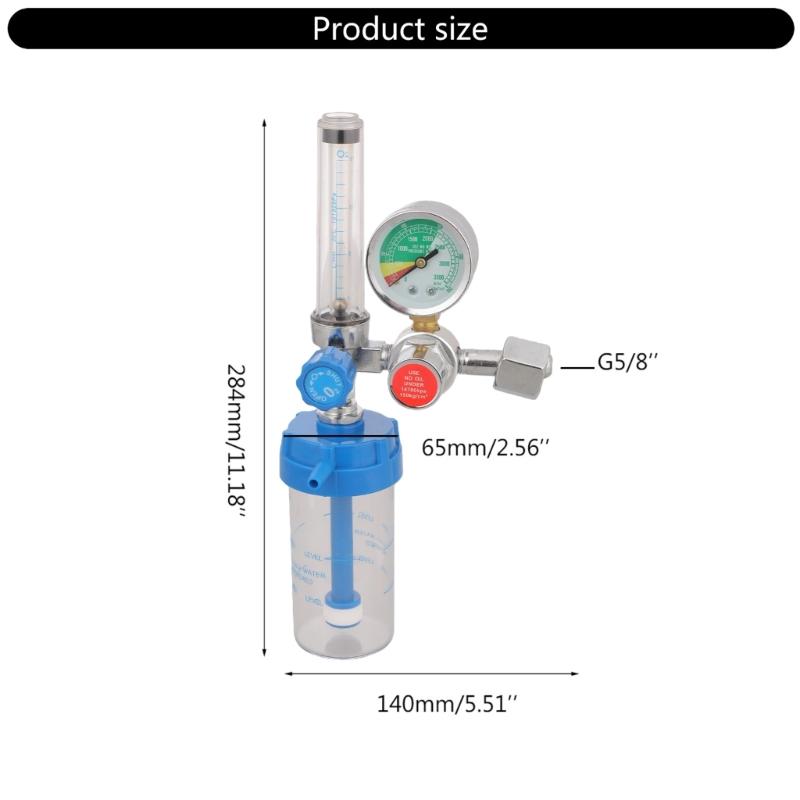 Buoy Type Oxygen Pressure Gas Regulator Inhaler G5/8" Thread O2 Pressure Reducer Oxygen Gauge Flow Meter Zinc Alloy