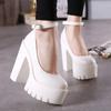 Spring super high heel women's shoes stage model single shoes thick heel nightclub DJ work shoes catwalk shoes women