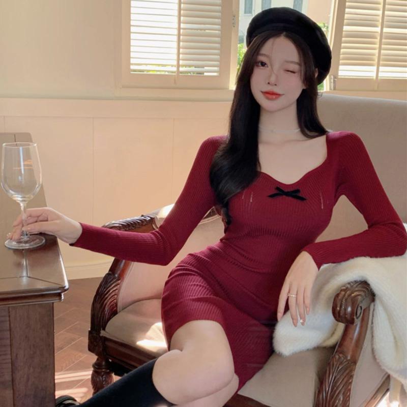 Women's Dress Slim Long Sleeves Retro Dress