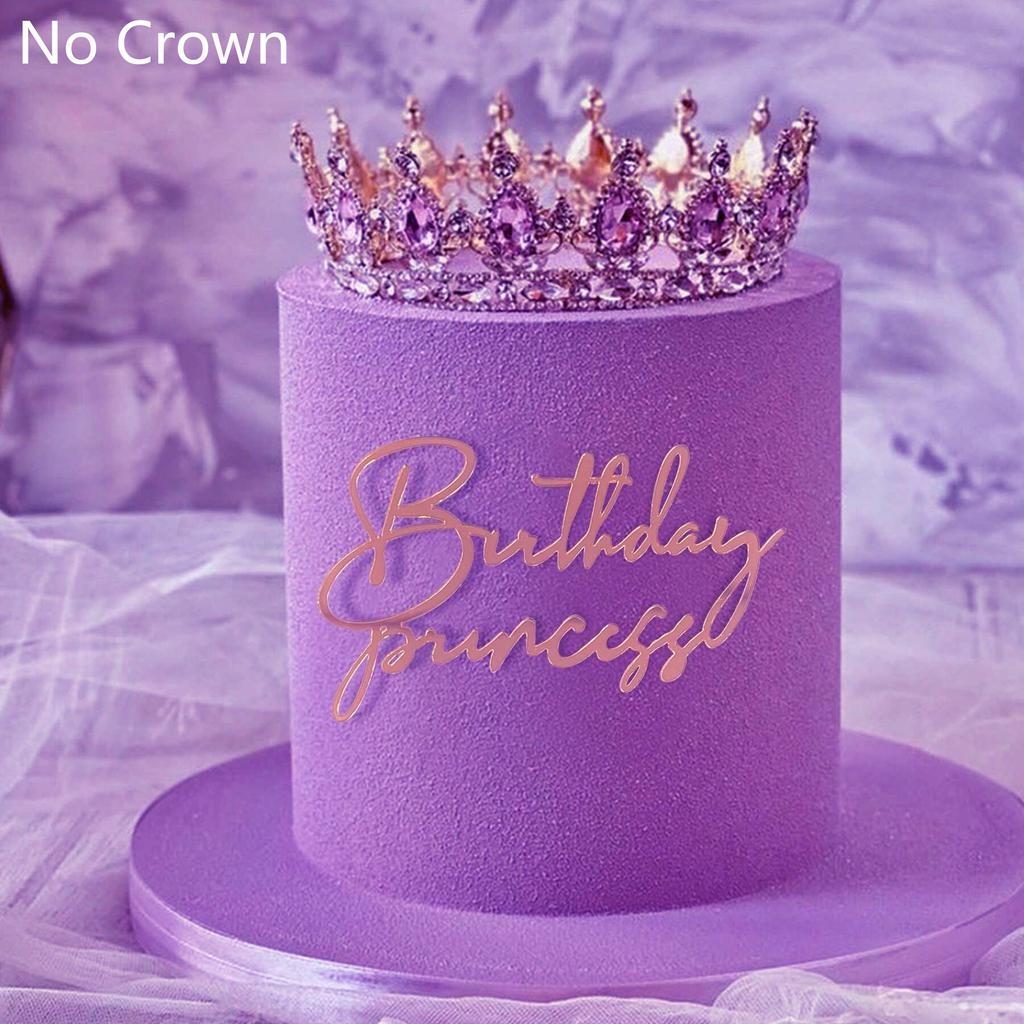 6pcs/3pcs  Acrylic Birthday Queen Gold Cake Topper Happy  Birthday Party Sides Cake Decorations  Accessories