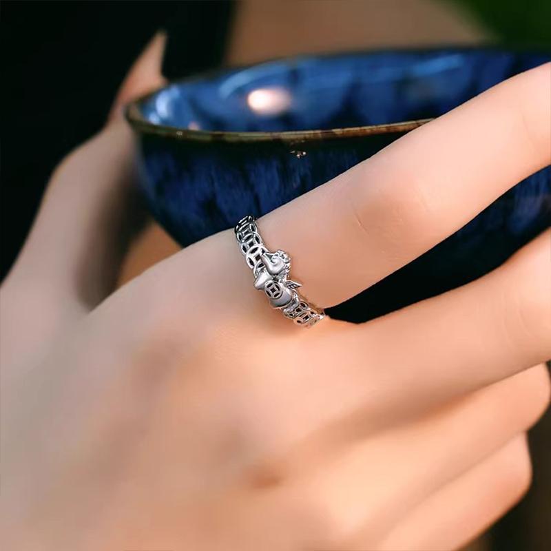 Year Of The Horse Ring Simple Coin Opening Adjustable Ring High-End Feel Zodiac Year Gift Accessories