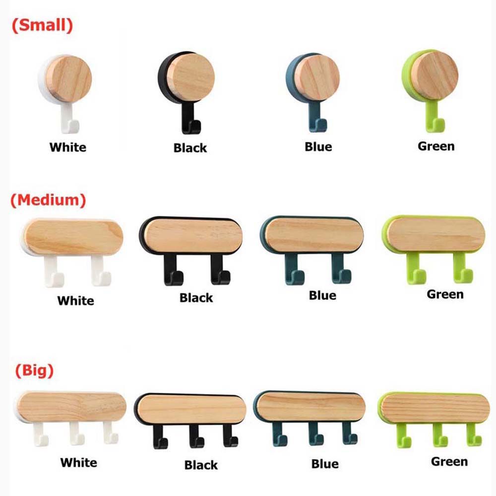 Bathroom Wood Towel Self Adhesive Toliet Wall Mounted Wall Hook Hanger Key Holder Storage Rack