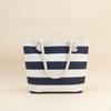 Striped Canvas Seaside Tote Inner Zipper Pocket Bag Lightweight Nautical Design