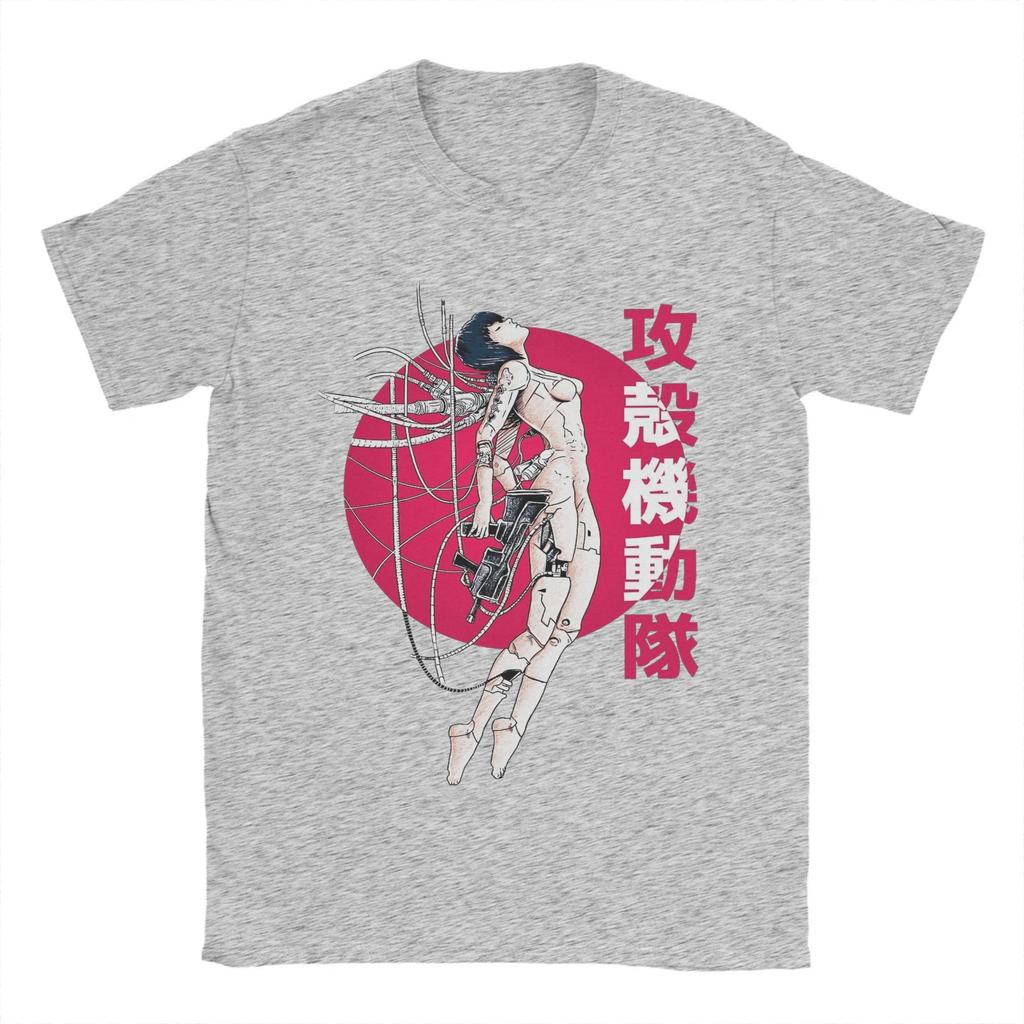 Ghost in the Shell  T-Shirt Beach   Sun Hip Hop T-Shirts Men 100 Cotton O-Neck Oversized Clothing Short Sleeves Funny Tshirt