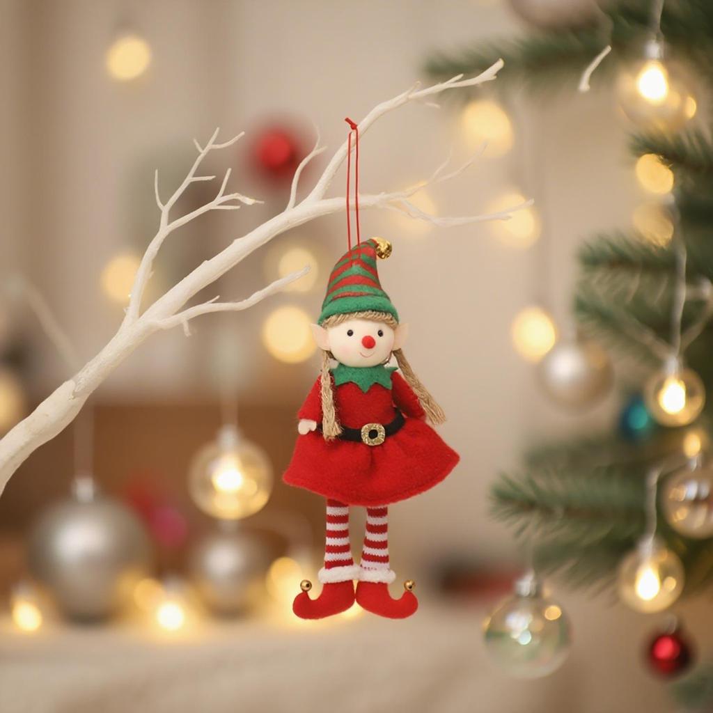 Cartoon Couple Elf Belt Christmas Tree Ornaments