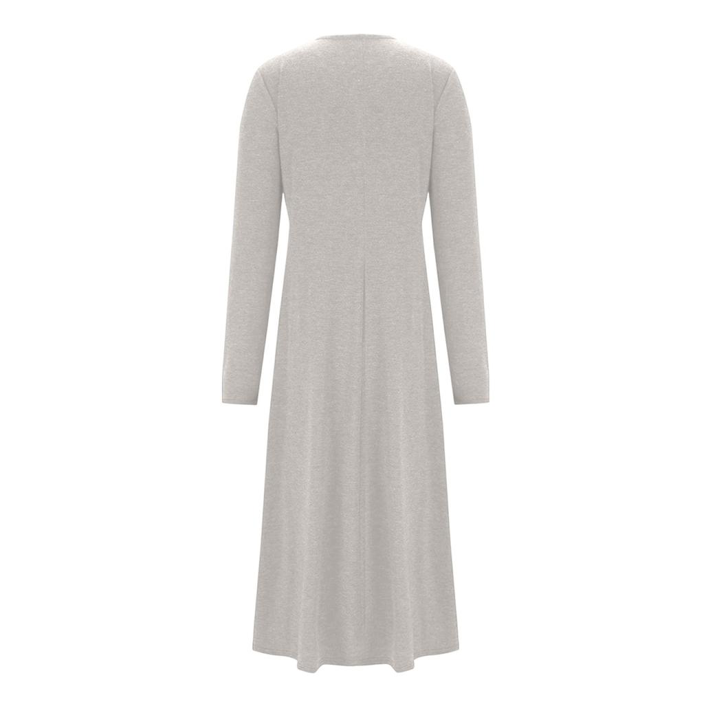 Damen Freizeitkleid Langarm Locker Einfarbig