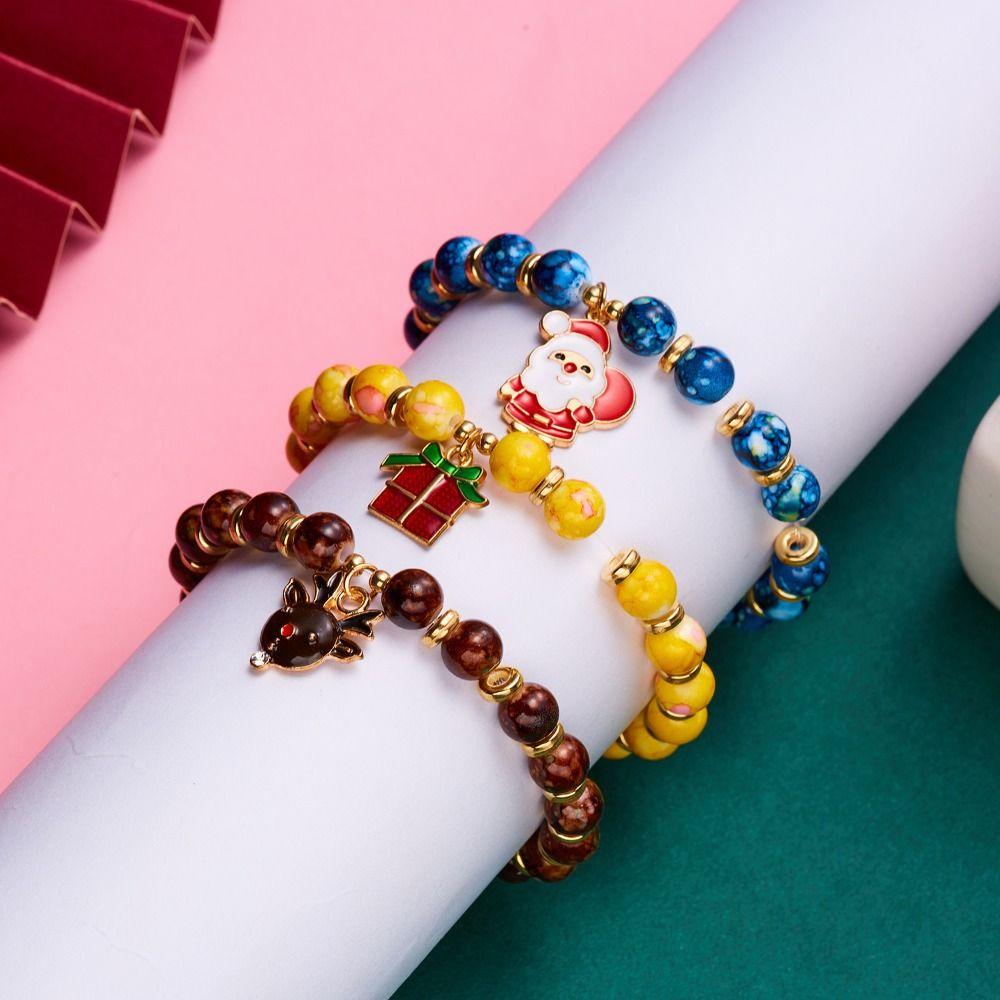 Hand Decoration Acrylic Beaded Bracelet Cute Letter Elastic Bracelet Christmas Bracelets  Women