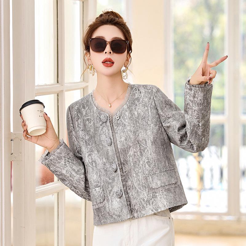 2025 Spring Women's Jacquard Lace Flower Jacket - New Chinese Style