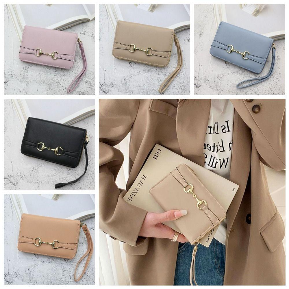 

Solid Color Women Leather Purse PU Zipper Zero Wallet Gift Hardware Wallet Work абрикосовый