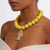 Collana Pendente Pesce Fatto a Mano con Perline Stile Vacanza Naturale Spiaggia Oceanica per Donne