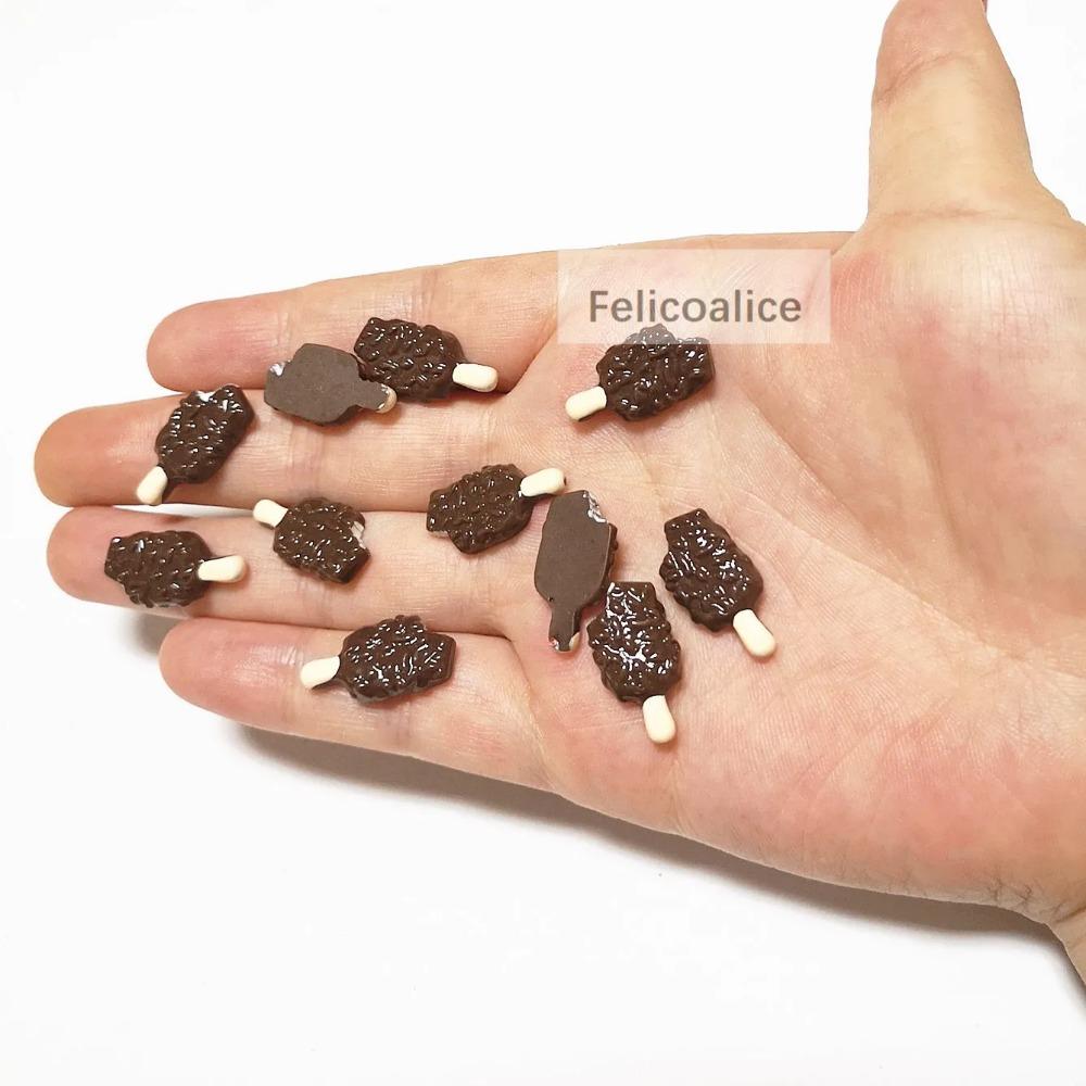 10pcs 20*10mm Kawaii Flat Back Resin Chocolate Ice Cream Cute Resin Scrapbook DIY Decor Home Figurine Crafts