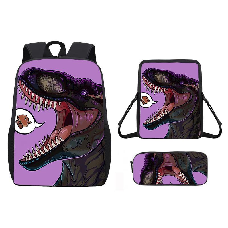 Dinosaur Print Animal Children School Backpack With Durable Material Oxford