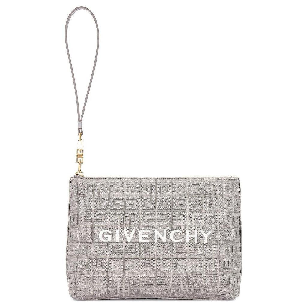 Givenchy 4G Allover Pattern Zip Closure Leather Travel Clutch Women Clutch Gray BB60KSB18Z-050