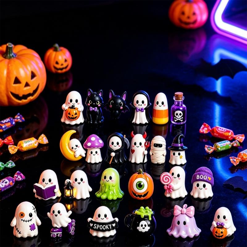 Halloween Advent Calendar 2026, Surprise Party Supplies Gift for Halloween Decorations with Horror Ghostly Collectible Figures 24 Days Count Down