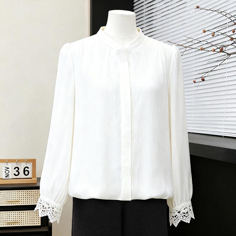 

Elegant Long-Sleeve Thin Top for Petite Moms - Spring/Autumn Women s Clothing (Middle-Aged & Elderly) L (105 lbs and below)