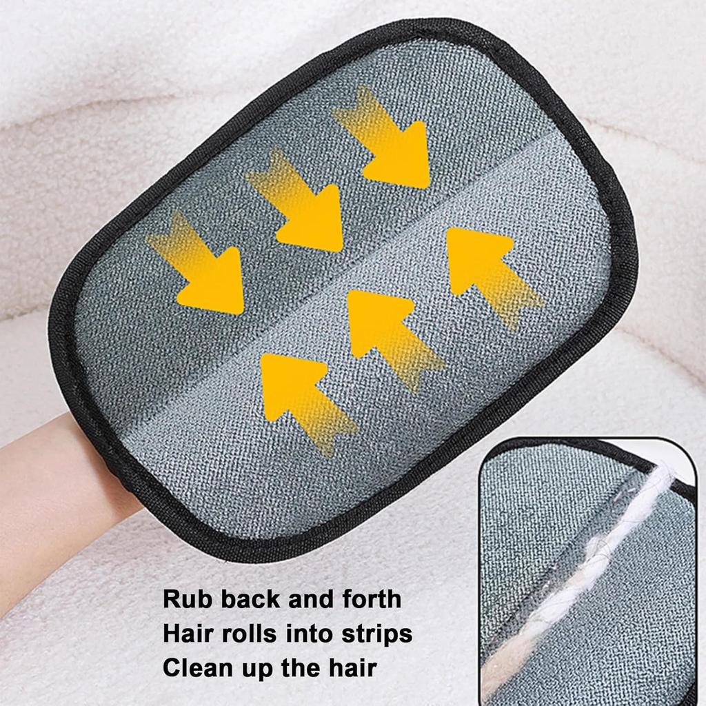 2Pcs Pet Hair Removal Glove for Cats & Dogs, with 2Pcs Toothbrush, Upgraded Five-Finger Electrostatic Pet Hair Gloves, Washable Reble Pet Hair