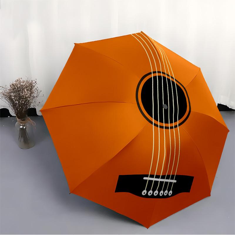 1pc Acoustic Guitar Automatic Folding Umbrella - Compact 8-Rib Design, Durable Plastic & Iron, Lightweight for Outdoor Daily Use089