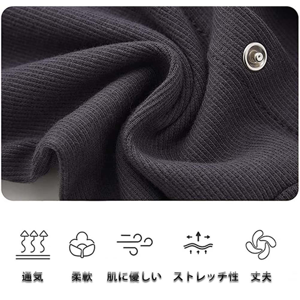 Baby Long Newborn Open Baby Months [KISBINI] Clothes, Romper, Sleeve, Coverall, Cotton, Legs, Underwear, Front, Baby, Gift, Charcoal/Off, 6-9