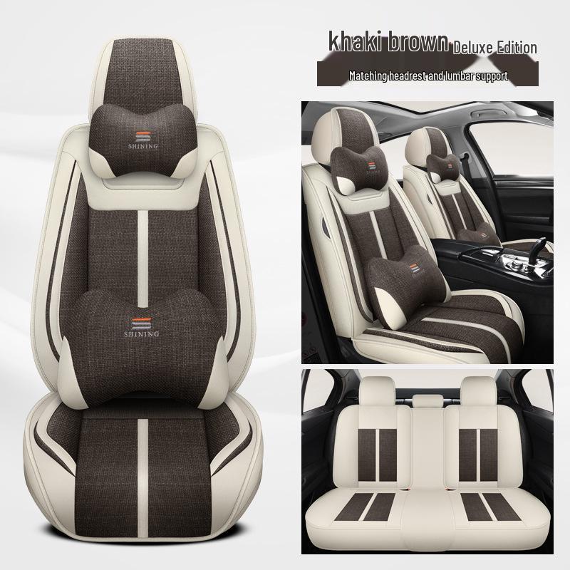 Linen Car Seat Cushion for Tiida, Qashqai, Sylphy, Teana, Sunny, Livina & Bluebird - Full Coverage