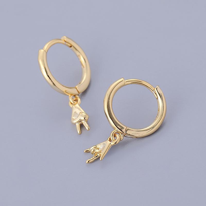 

ANENJERY Жіночі сережки-кільця з підвісками і жестами золотий