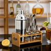 13-Piece Stainless Steel Cocktail Shaker Set with Stylish Bamboo Stand Complete Bar Tools Kit for Cocktail Mixing