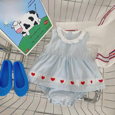 2024 Summer Breathable Cotton Romper for Baby Girls - Spliced Love Design