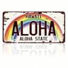 Vintage Hawaii License Plate Decor 6x12 Inch, Aloha Hawaiian Wall Art With Tropical Beachy Text, Rustic Metal Tin Plaque For Summer