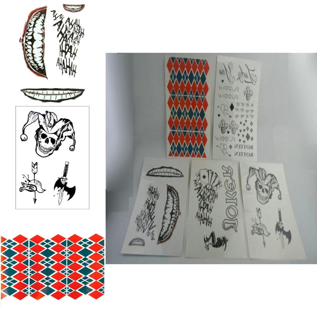 Suicide Squad Harley Quinn Tattoo Sticker Water Transfer Decal For Halloween Decor