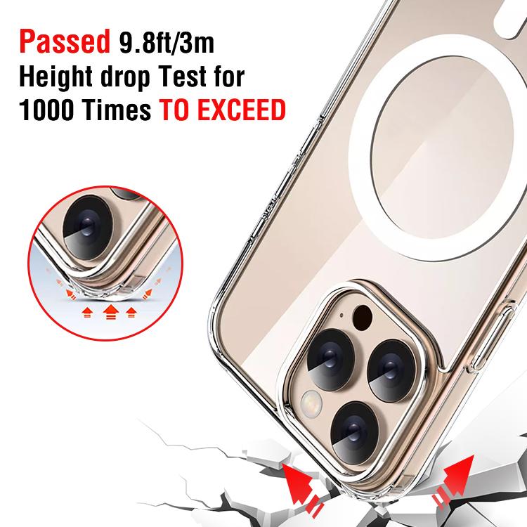 Us Stock Transparent Phone Case Tpu Safe Shockproof Clear Magnetic Cell Phone Case Cover for Iphone 14 15 16 17 Pro Max
