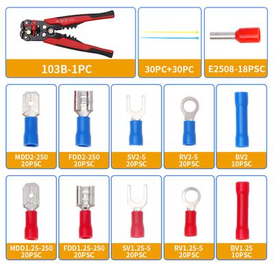 Kit set di terminali per cavi a crimpare da 260 pezzi, scatola assortita di connettori elettrici per cavi isolati termorestringenti