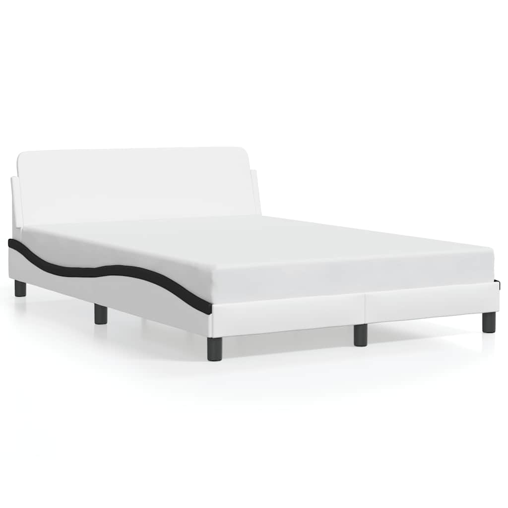 Dover  Bed Frame White and Black 120x200 cm Faux Leather