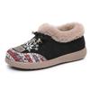 Women's Winter Fur Lined Loafers Platform Embroidered Loafers Shoes for Women Chunky Warm Plush Comfortable Non-Slip Round Toe Loafer Slippers Women
