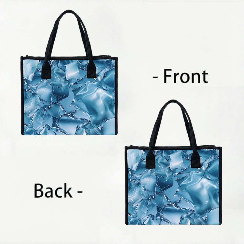 Chic Blue Print Tote Bag Fashion Casual Large Capacity Daily Commute Shoulder Handbag for Women