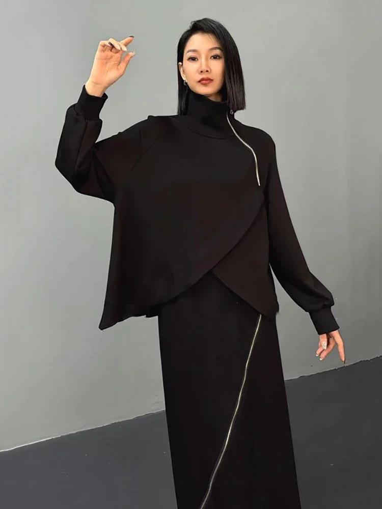 

Асимметричные толстовки с застежкой-молнией XITAO LJ1022 One Size чёрный