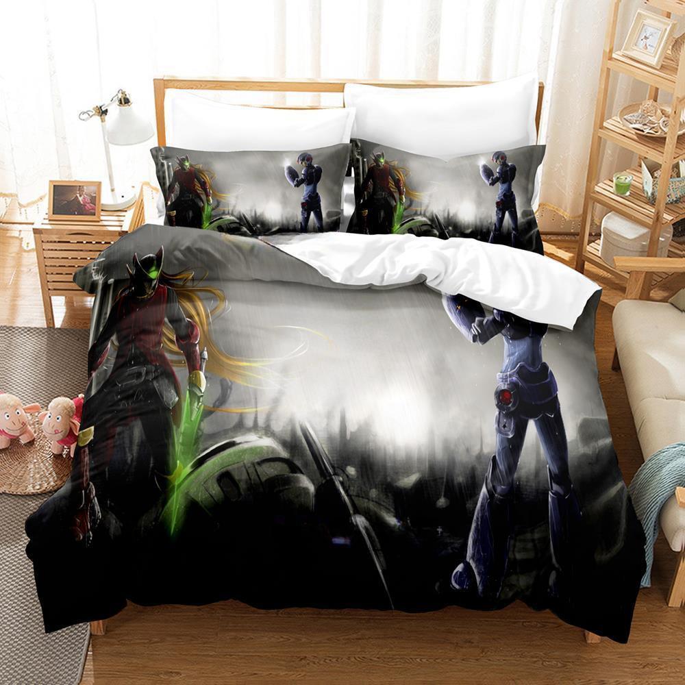 

Mega Man X DiVE Bedding Set Single Twin Full Queen King Size Bed Set Adult Kid Bedroom Duvet Cover Sets 3D Anime Bed Sheet Set EU single(135x200cm)
