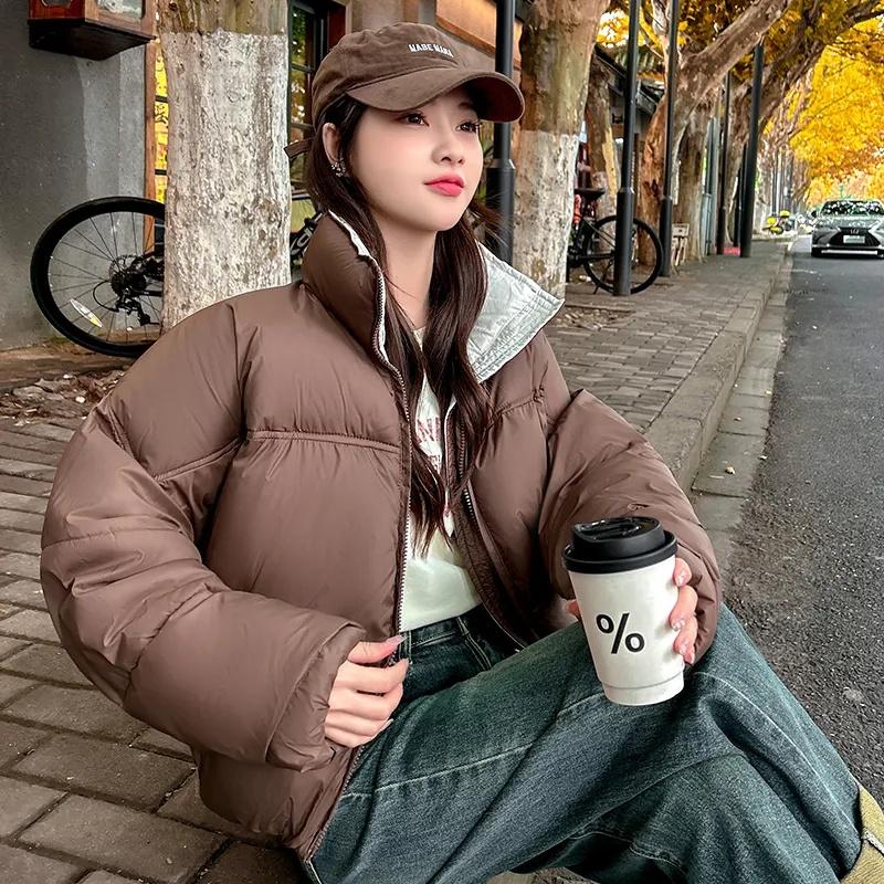 New Loose Casual Stand Collar Parkas Women Fashion Thickened Coats Women Elegant Solid Short Padded Jackets Female Ladies