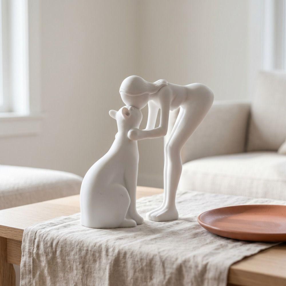 Nordic-Style Cute Cat Figurine Decoration Desktop Ornaments Kissing Cat Statues Home Office