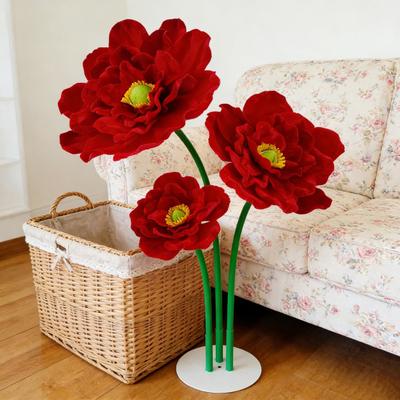 Large Velvet Artificial Magnolia Faux Red for Wedding Party Poinsettia Flower Flower Christmas Christmas Home Decor