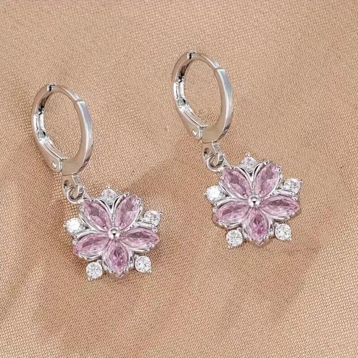 

European and American Stylish Flower Zircon Earrings - High-End Fashion Jewelry