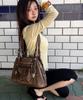 LEATHERY Vintage Washed Leather Shoulder Bag [Brown]